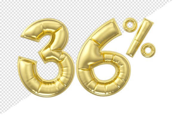 36 Percent Discount: Gold Glossy Balloon for Premium Digital Designs