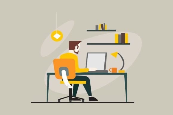 Man Working in Office on Laptop Business: Elevating Corporate Visuals with Versatile Design Assets