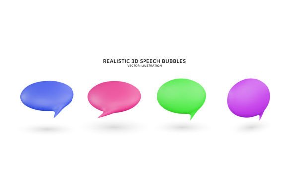 Realistic 3D Colorful Speech Bubbles Set
