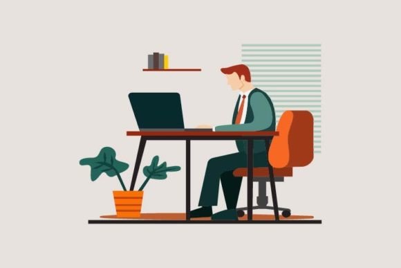 Strategic Visual Communication: Leveraging the Success Man with Laptop Corporate Office Aesthetic